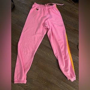 Aviator nation pink stripe sweatpants